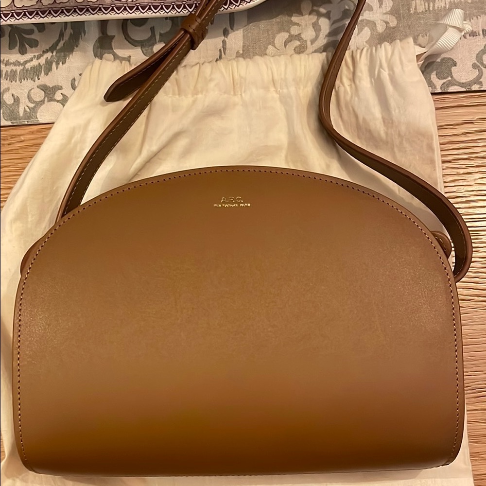 A.P.C. Brown Half-Moon Leather Crossbody Bag